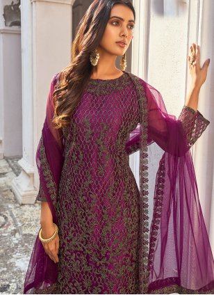 Heavy net Purple Salwar suit