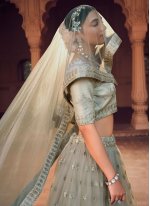 Heavy net Grey Embroidered Designer Lehenga Choli for Wedding