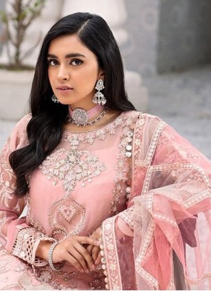 Pink Net Embroidered Pakistani Salwar Suit