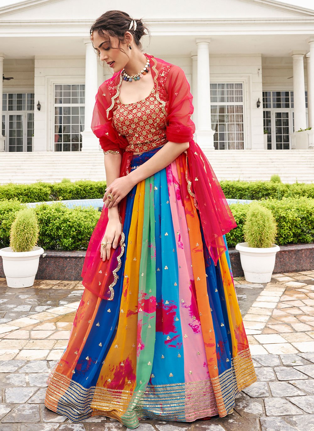 Multicolor Printed New Bridal Lehenga #Lehenga #Multicolor =#Printed  #Bridal #Wedding #indiandesigner… | Dress indian style, Designer dresses  indian, Indian outfits