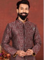 Multi Colour Jacquard Reception Men's Indo Western