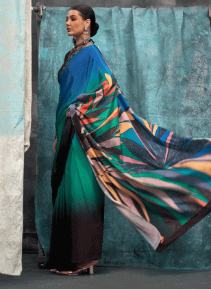 Printed work color fabric Printed Traditional Saree