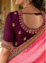 Pink Embroidered Ceremonial Traditional Saree