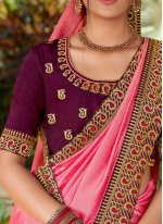 Pink Embroidered Ceremonial Traditional Saree