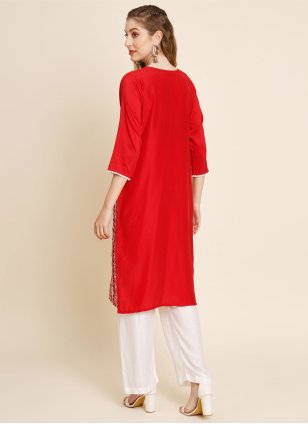Integral Red Embroidered work Designer Tunic