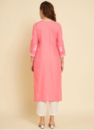 Immaculate Pink Cotton  Designer Tunic