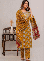 Mustard Cotton  Printed Women's Salwar suit