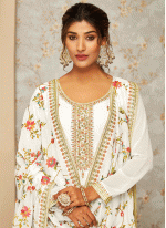 Artistic White Embroidered work Salwar suit
