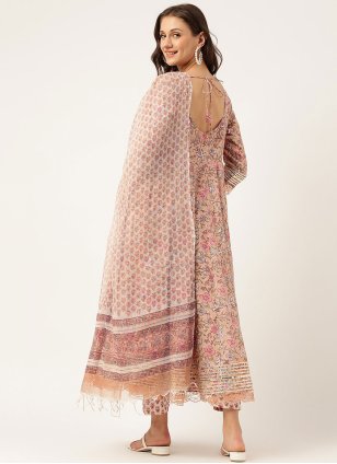 Cotton  Multi Colour Printed Anarkali Suit