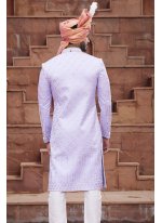 Lavender, Mauve and Off White color Art Silk fabric Embroidered Sherwani