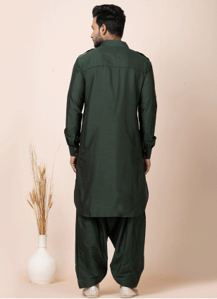 Green color Viscose Pathani Suit