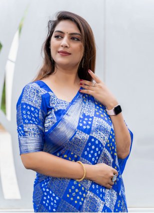 Blue Ceremonial Bandhej Saree