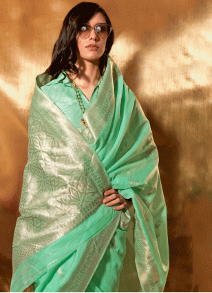 Glorious Pista green Weaving work Traditional Saree