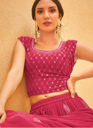 Georgette Rani Embroidered Palazzo Salwar Suit
