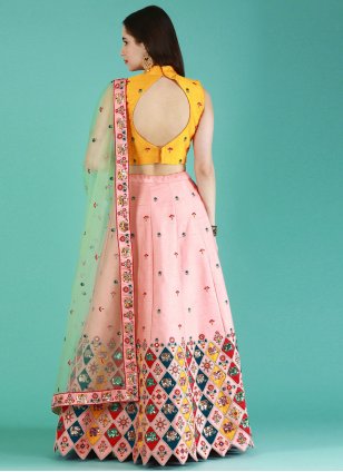Multi Colour Silk Designer Lehenga Choli