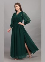 Georgette Green  Trendy Gown