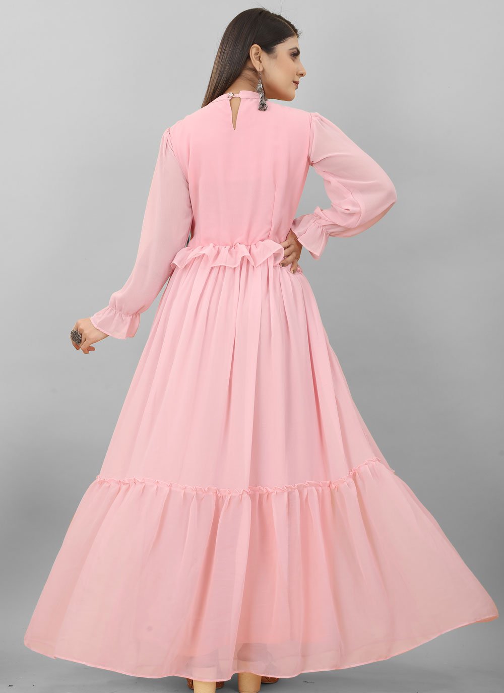 Shop Online Plain Georgette Readymade Gown : 269264 -