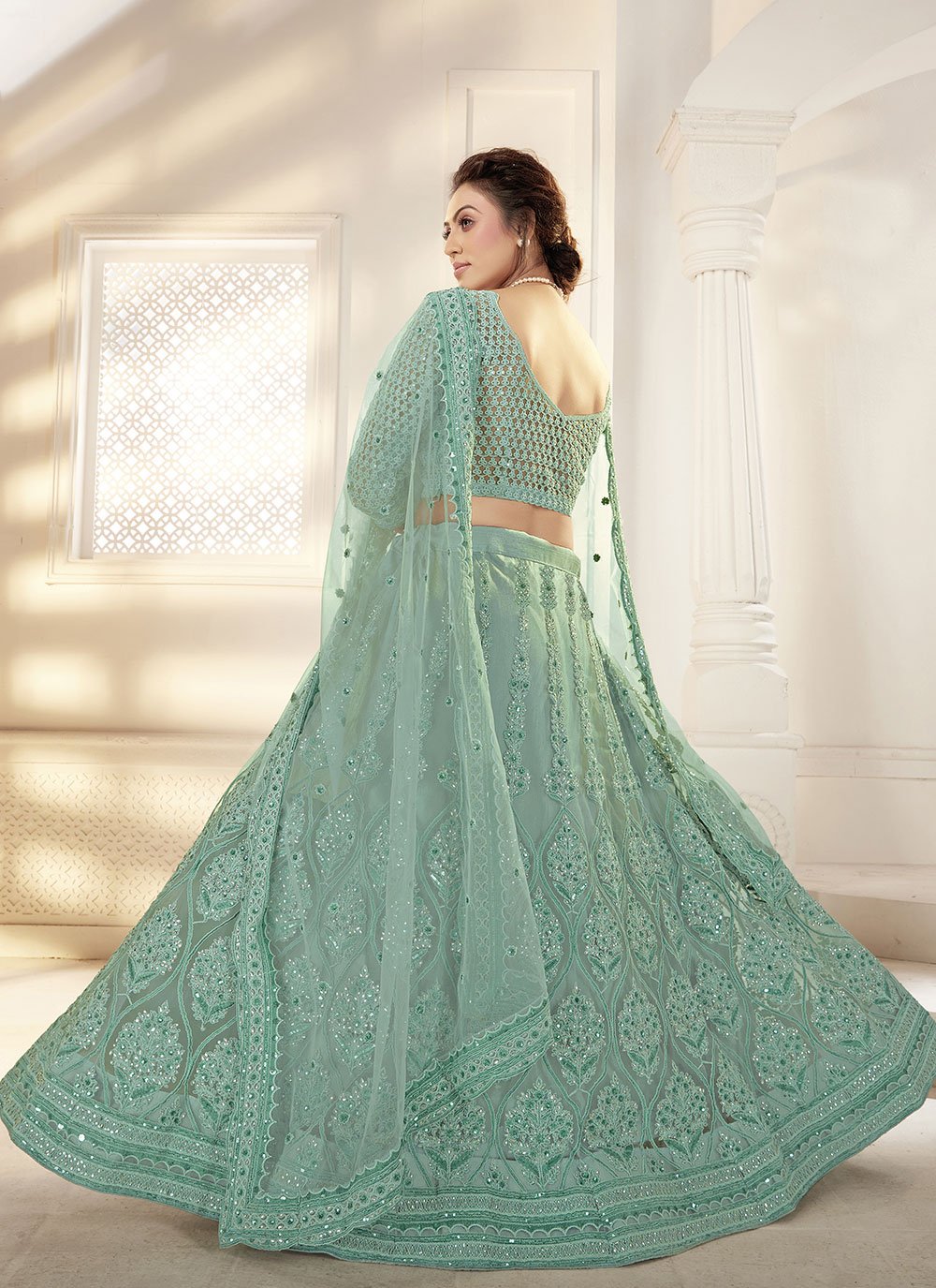 Buy Light Green Sequence Lehenga Choli In USA, UK, Canada, Australia,  Newzeland online