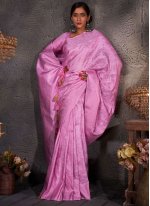 Woven Pink Kanjivaram Silk Traditional Saree
