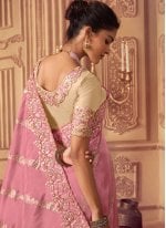 Viscose Embroidered Pink Designer Saree
