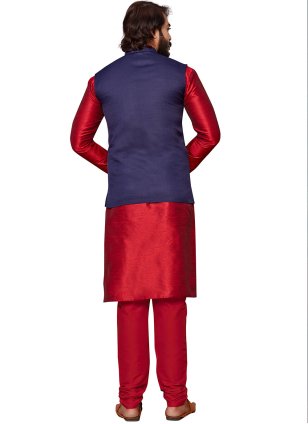 Navy blue and Red Cotton  Ceremonial Men