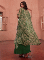 Crepe Embroidered Palazzo Salwar Suit in Green