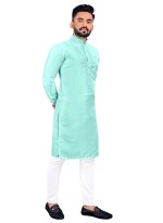 Silk Pista green Kurta Payjama for Men