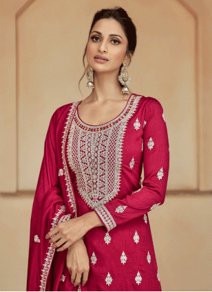 Lively Pink Embroidered work Salwar suit