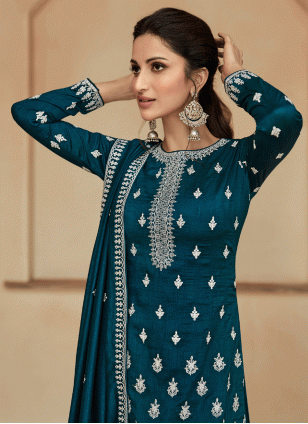 Embroidered Salwar suit in Blue