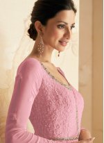 Praiseworthy Pink Embroidered Georgette Anarkali Suit