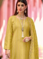 Ruritanian Yellow Georgette Embroidered Straight Salwar Suit