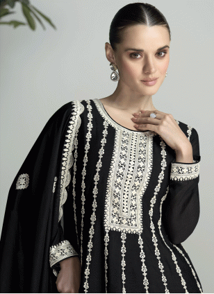 Black and White Embroidered Women