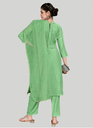 Fancy Work Salwar suit in Green
