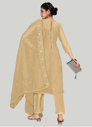 Exotic Beige Fancy Work work Salwar suit