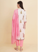 Cotton  Printed Salwar suit in Pink and White