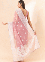 Art Silk Pink Embroidered work Traditional Saree