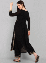 Silk Embroidered Salwar suit in Black