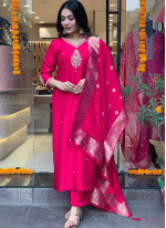 Remarkable Pink Embroidered work Salwar suit