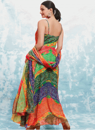 Gripping Georgette Printed Gown
