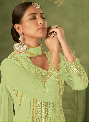 Green Fancy Work Salwar suit