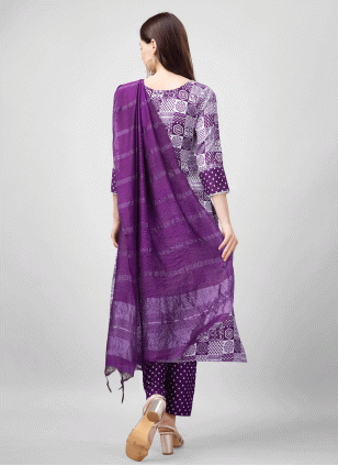 Rayon Fancy Work Salwar suit in Purple