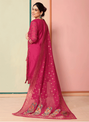 
                            Intriguing Pink Woven work Salwar suit