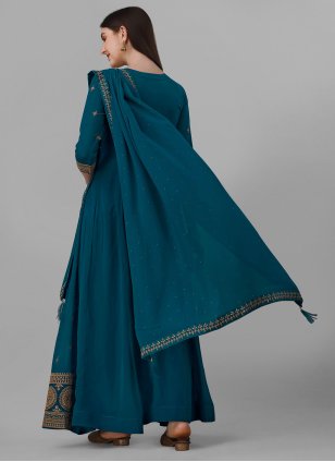 Teal Georgette Designer Salwar Suit