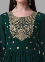 Georgette Embroidered Anarkali Suit in Green