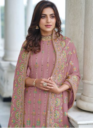Mauve Salwar suit in Georgette with Embroidered work
