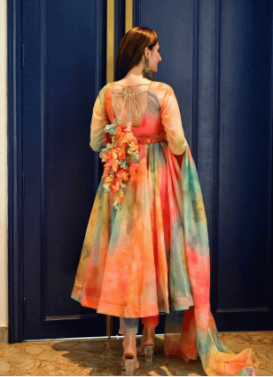 Multi Colour Fancy Work Readymade Salwar Suits