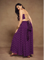 Purple Art Silk Fancy Work Women's Readymade Salwar Kameez