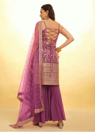 Ideal Purple Embroidered work Salwar suit