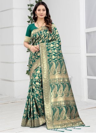 Art Banarasi Silk Green Designer Saree