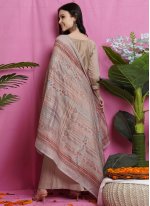 Art Silk Beige Digital Print Trendy Salwar Suit